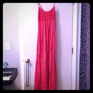 Long Coral Maxi Dress